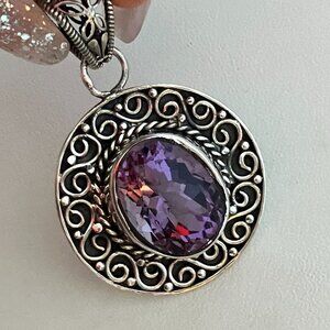 925 Sterling Silver Amethyst Pendant